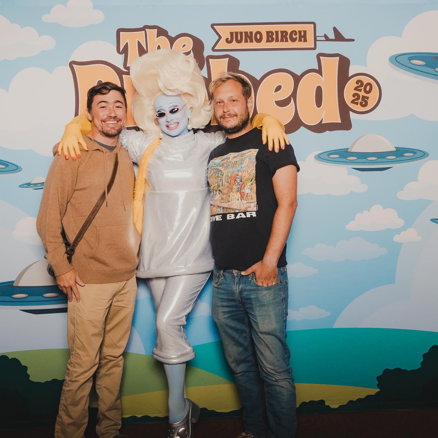 Instagram post: We got probed by 👽 @junobirch last week!

#junobirch #standupcomedy #dragqueensofinstagram #aliendrag